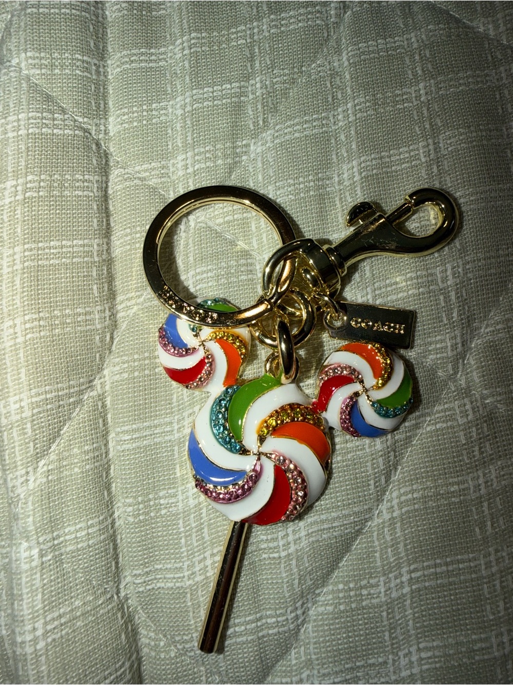 Coach Multicolor Rainbow Lollipop Key & Card Holder Charm - Picture 2 of 3